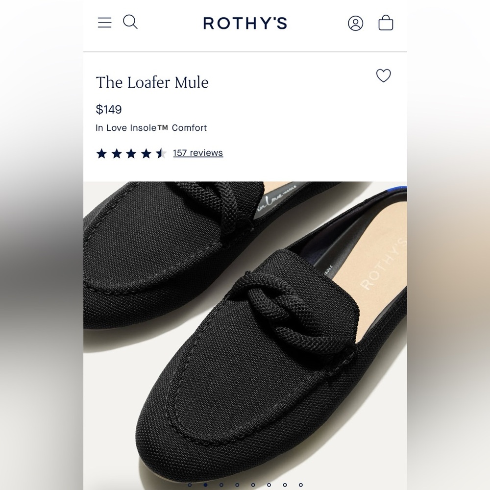 Rothy’s Loafer Mule | Black | Size 9.5 Women’s | New with box, never worn